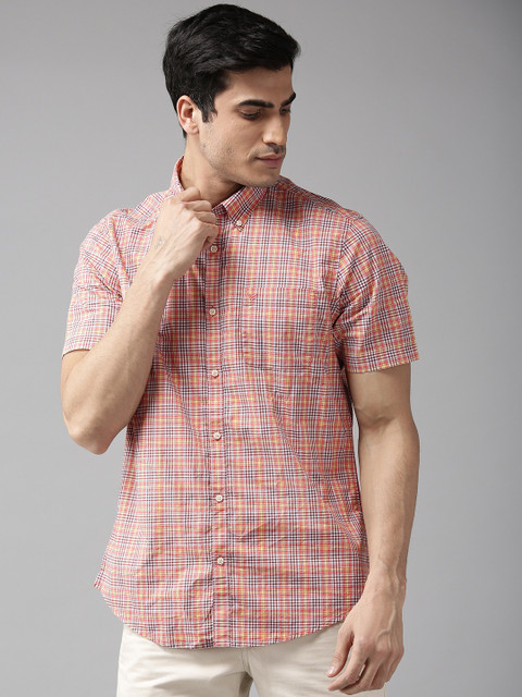 

Blackberrys Men Red & Yellow Slim Fit Checked Casual Shirt