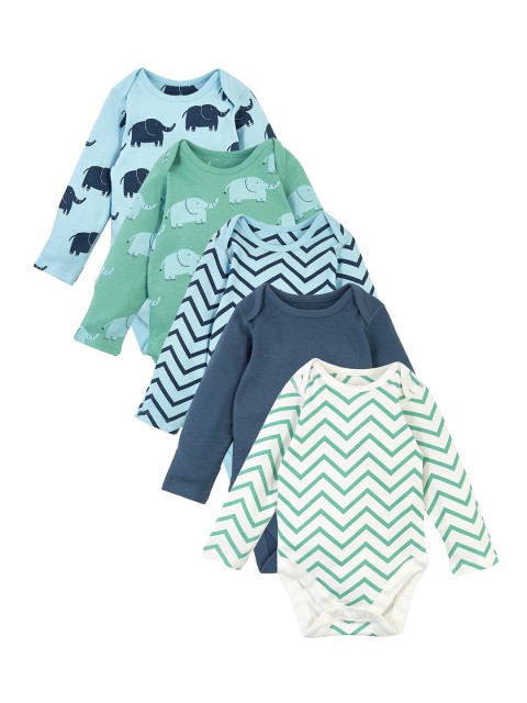 

Marks & Spencer Infants Pack of 5 Printed Bodysuits, Blue
