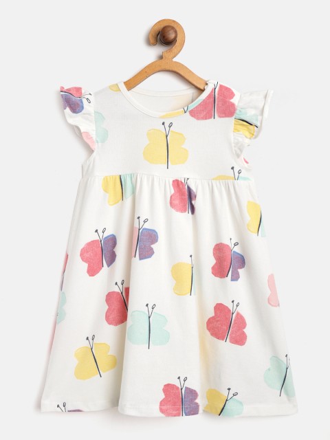 

Marks & Spencer Girls White & Pink Butterfly Printed Empire Dress
