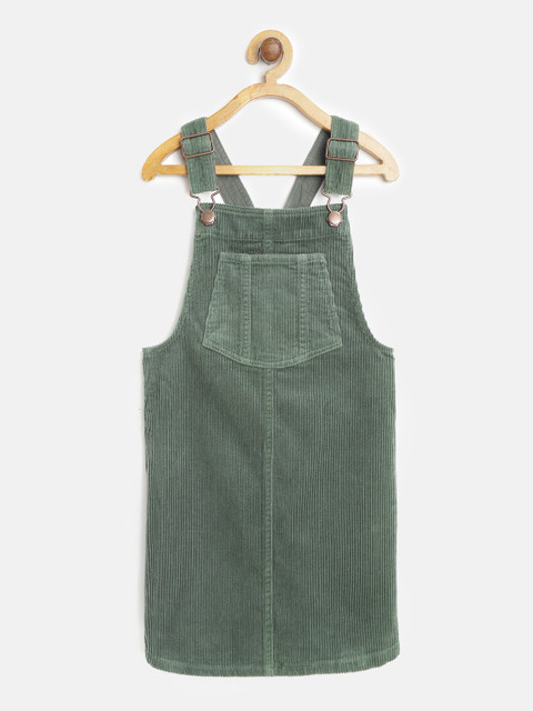 

Marks & Spencer Girls Olive Green Solid Corduroy Pinafore Dress