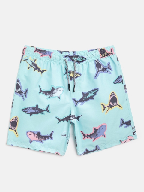 

Marks & Spencer Boys Sea-green & Blue Shark Print Swim Shorts