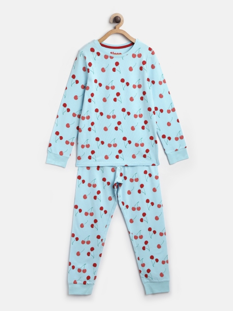 

Marks & Spencer Girls Blue & Red Skinny Fit Cherry Print Night suit