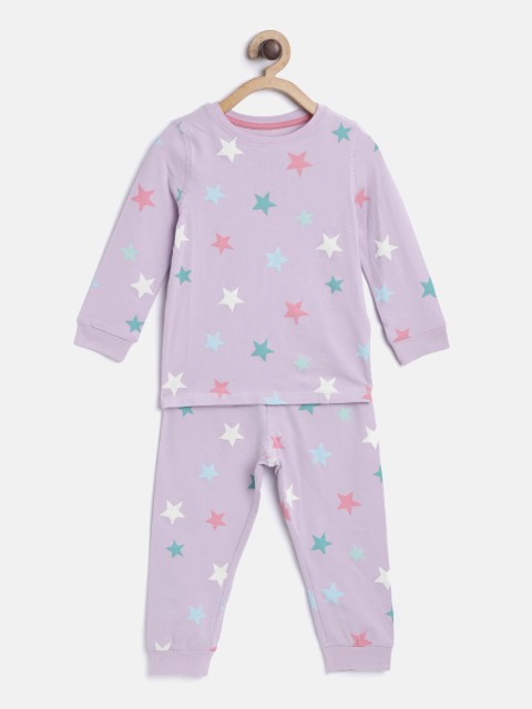 

Marks & Spencer Girls Lavender & Green Star Print Night suit