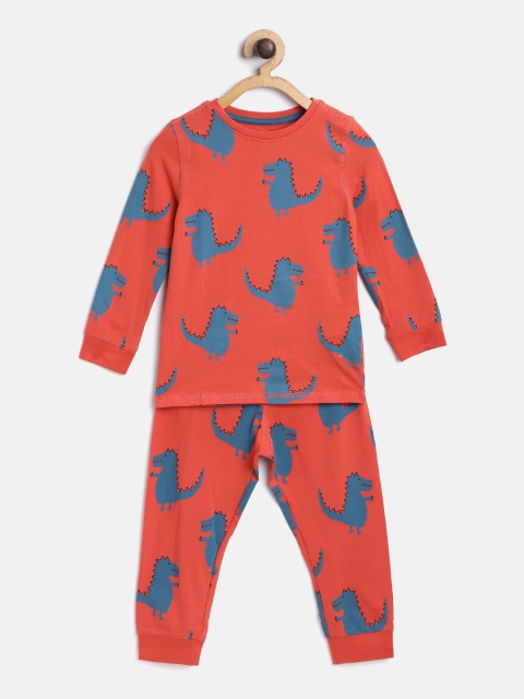 

Marks & Spencer Boys Red & Navy Blue Dinosaur Print Night suit
