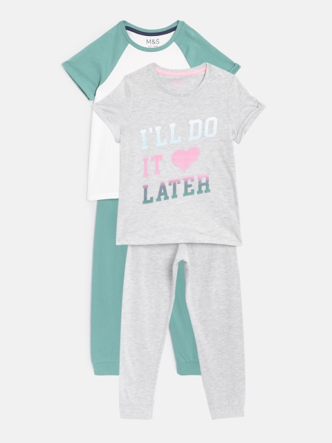 

Marks & Spencer Girls Pack of 2 Night Suits, Grey melange