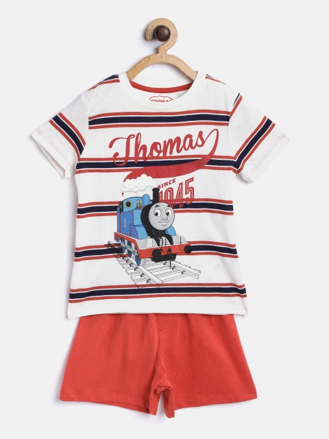 

Marks & Spencer Boys White & Red Striped Night suit