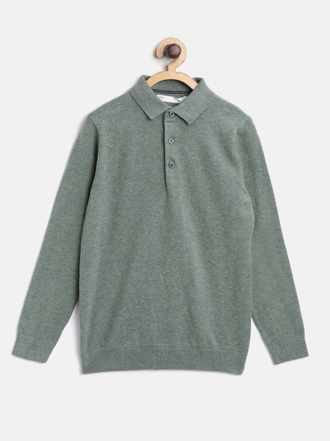 

Marks & Spencer Boys Olive Green Solid Polo Collar T-shirt
