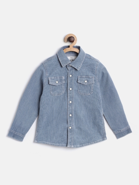 

Marks & Spencer Boys Blue & White Regular Fit Pinstriped Denim Shirt