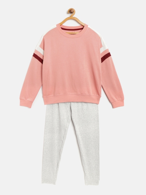 

Marks & Spencer Girls Pink & Grey Melange Solid Night Suit