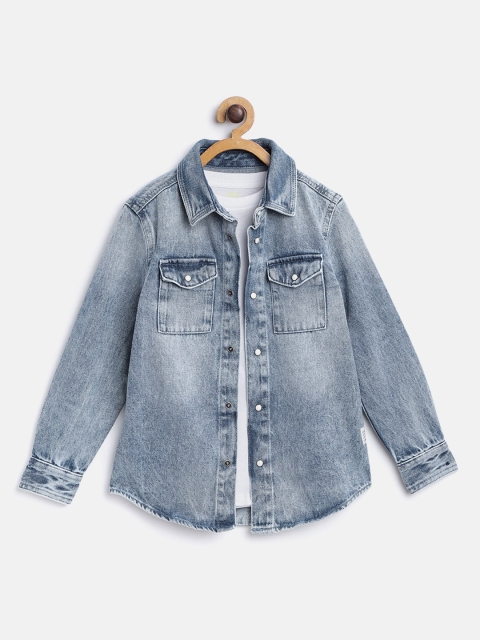 

Marks & Spencer Boys Blue Regular Fit Faded Casual Denim Shirt with T-Shirt