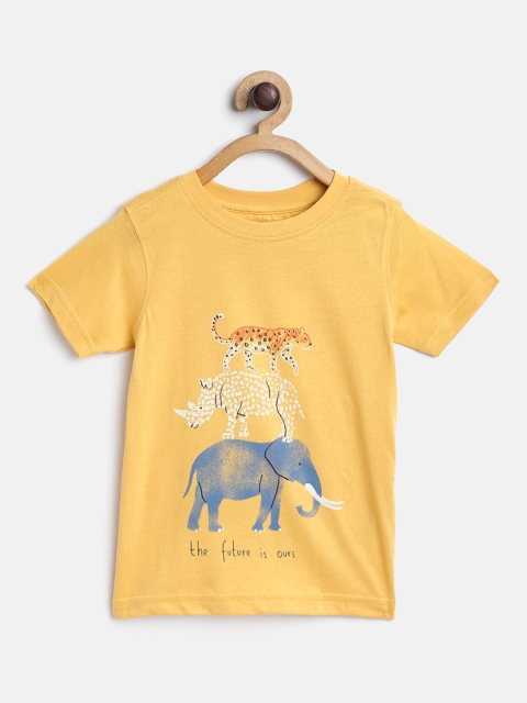 

Marks & Spencer Boys Yellow & Blue Printed Round Neck T-shirt