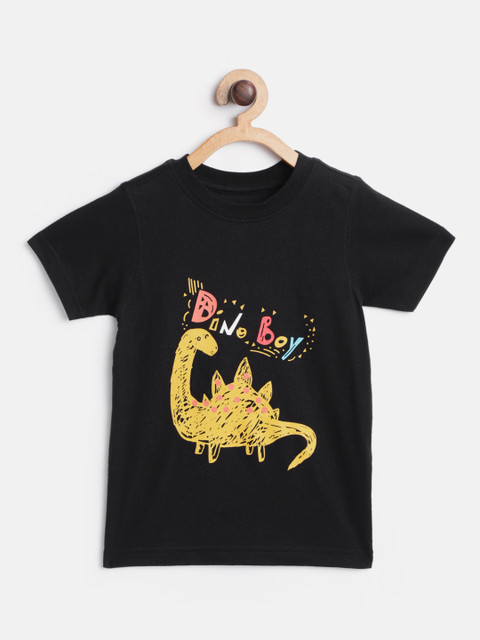 

Marks & Spencer Boys Black & Mustard Yellow Printed Round Neck T-shirt