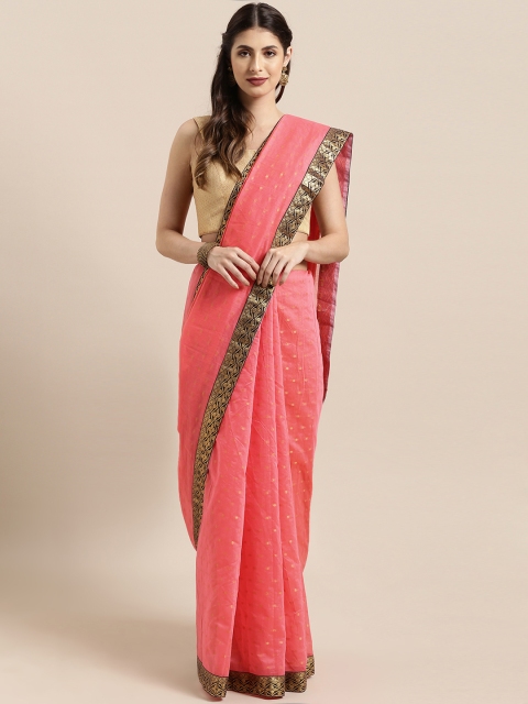 

KALINI Pink & Gold-Toned Silk Blend Woven Design Saree