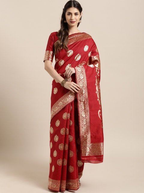 

Satrani Red Poly Silk Woven Design Banarasi Saree