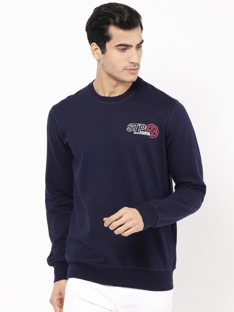 

STROP Men Navy Blue Solid Sweatshirt