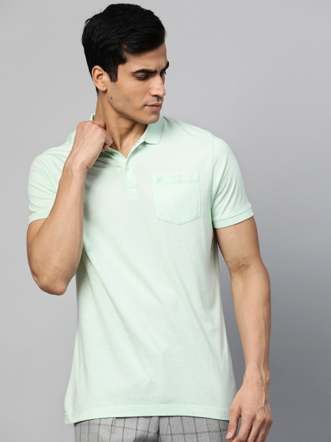 

Blackberrys Men Sea Green Grindle Effect Polo Collar T-shirt