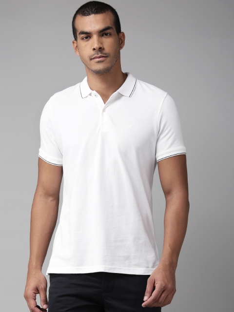 

Blackberrys Men White Solid Polo Collar T-shirt