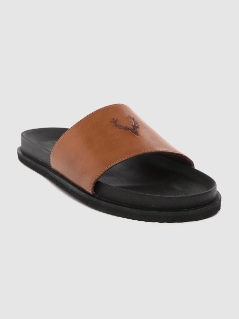 

Allen Solly Men Brown & Black Solid Sliders with Brand Logo Embroidery