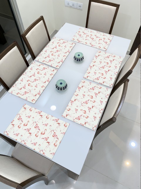 

HOKIPO Set of 6 White & Red Printed Heat Resistant Table Placemats
