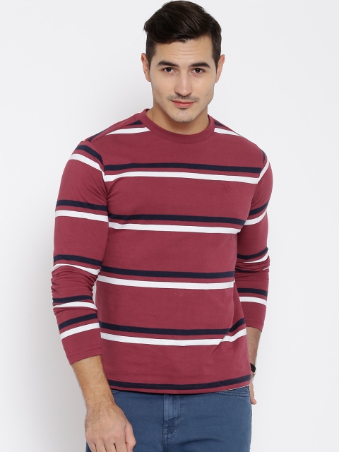 

Allen Solly Maroon Striped T-shirt