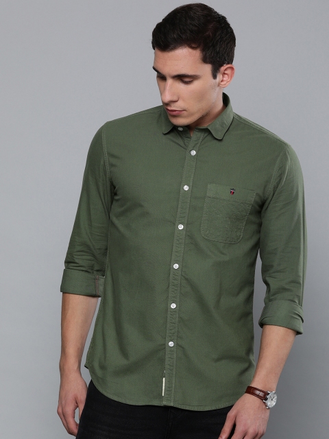 

Louis Philippe Jeans Men Olive Green Super Slim Fit Solid Casual Shirt