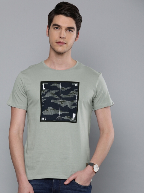 

Louis Philippe Jeans Men Grey Printed Round Neck T-shirt