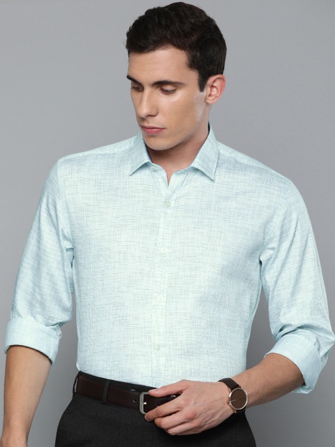 

Louis Philippe Men White & Green Slim Fit Checked Formal Shirt