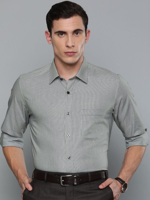 

Louis Philippe Men Off-White & Black Slim Fit Checked Formal Shirt