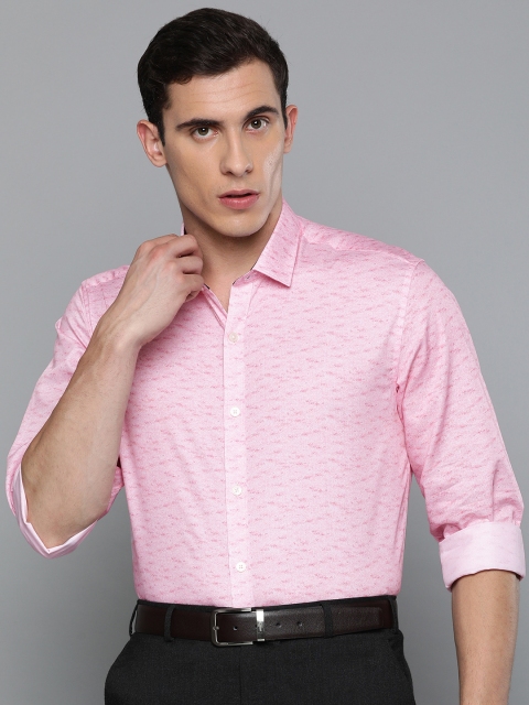 

Louis Philippe Men Pink Slim Fit Printed Formal Shirt