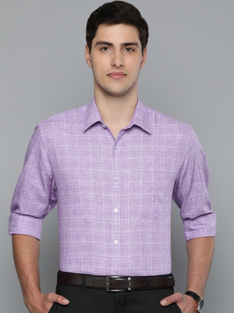 

Louis Philippe Men Purple & White Slim Fit Checked Formal Shirt