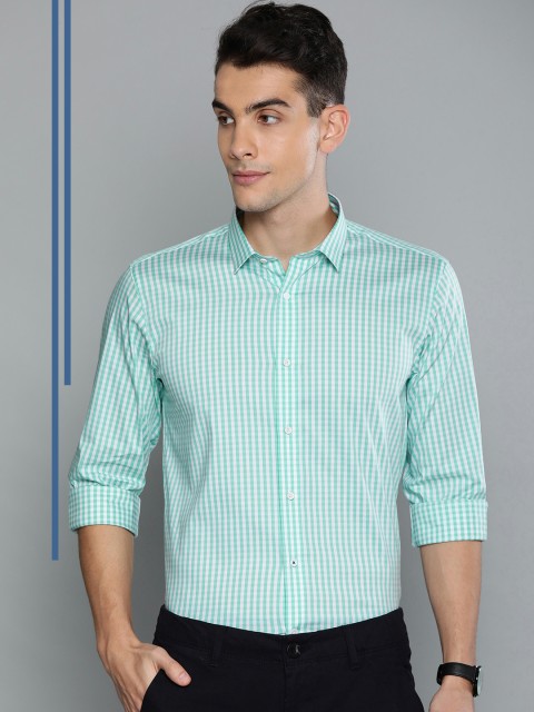 

Louis Philippe Ath.Work Men Green & White Super Slim Fit Checked Smart Casual Shirt