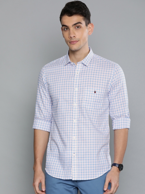 

Louis Philippe Sport Men White & Blue Super Slim Fit Checked Casual Shirt