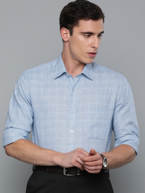 

Louis Philippe Men Blue Slim Fit Checked Formal Shirt