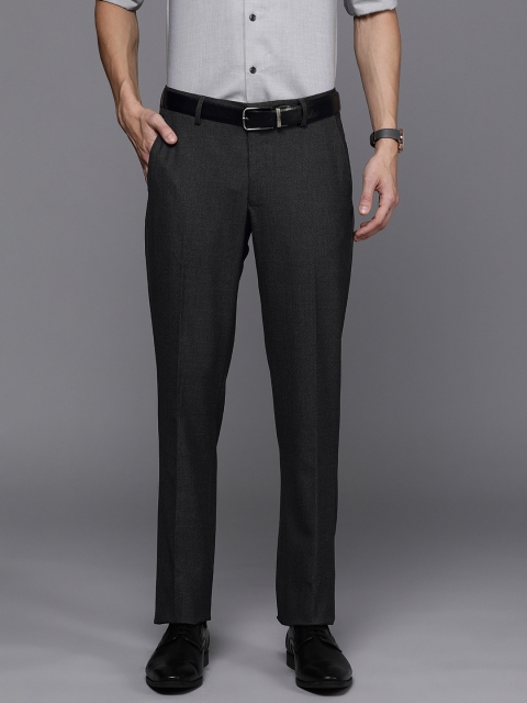 

Louis Philippe Men Charcoal Grey Slim Fit Solid Formal Trousers