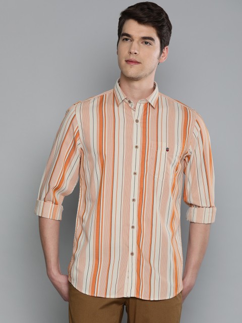 

Louis Philippe Sport Men Beige & Orange Super Slim Fit Striped Casual Shirt