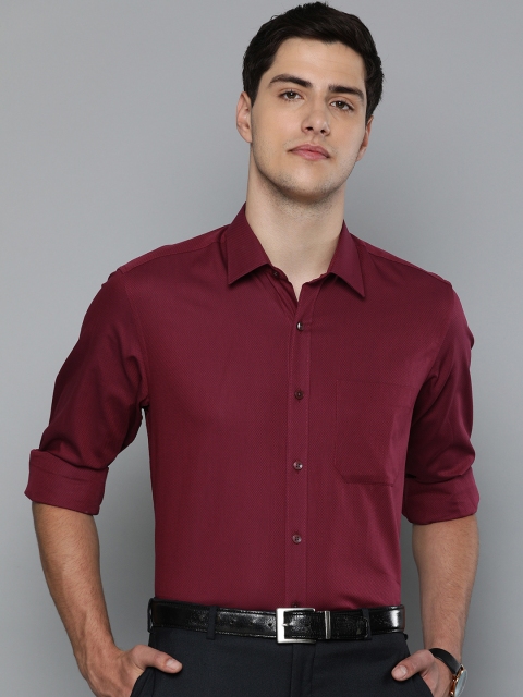 

Louis Philippe Men Maroon Slim Fit Self Design Formal Shirt