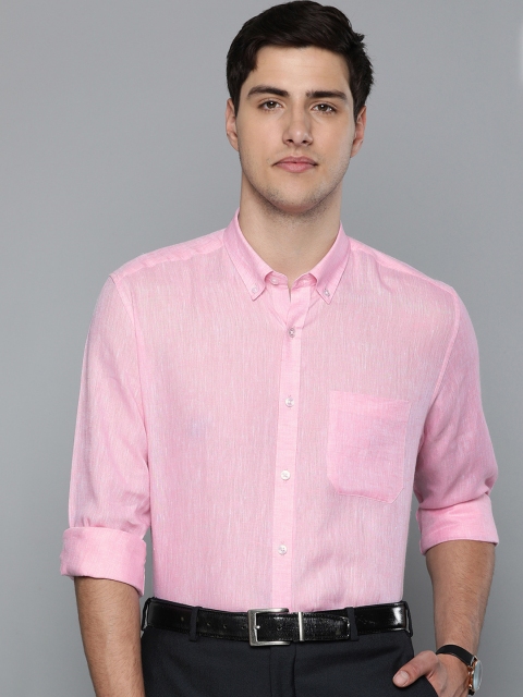 

Louis Philippe Men Pink Slim Fit Solid Linen Formal Shirt