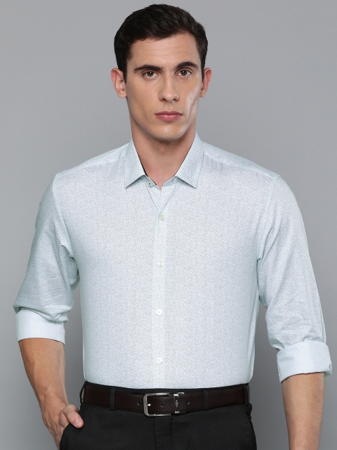 

Louis Philippe Men White & Grey Slim Fit Printed Formal Shirt