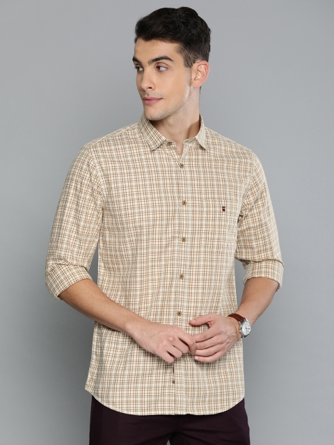 

Louis Philippe Sport Men White & Beige Super Slim Fit Checked Casual Shirt