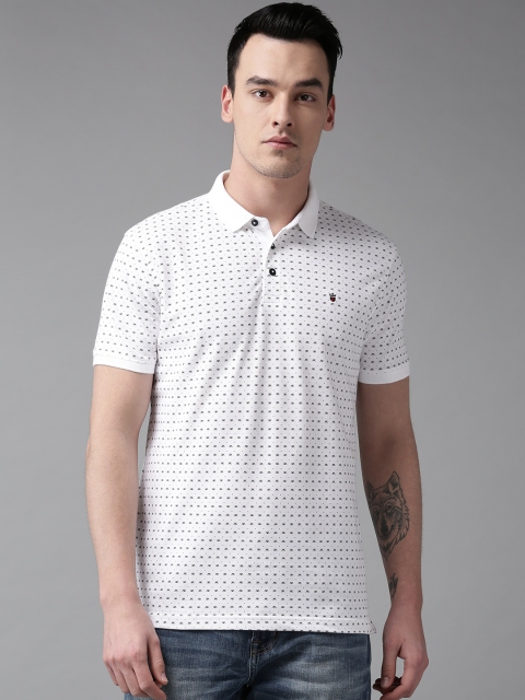 

Louis Philippe Sport Men White & Black Printed Polo Collar T-shirt