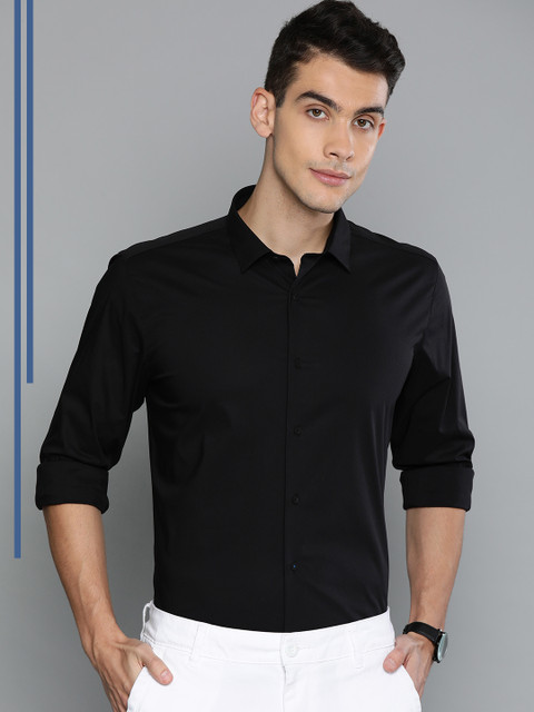 

Louis Philippe Ath.Work Men Black Super Slim Fit Solid Smart Casual Shirt