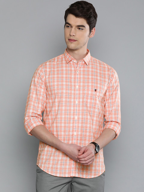 

Louis Philippe Sport Men Orange & White Super Slim Fit Checked Casual Shirt