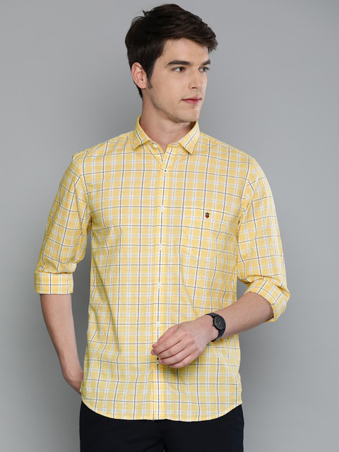 

Louis Philippe Sport Men Yellow & White Super Slim Fit Checked Casual Shirt