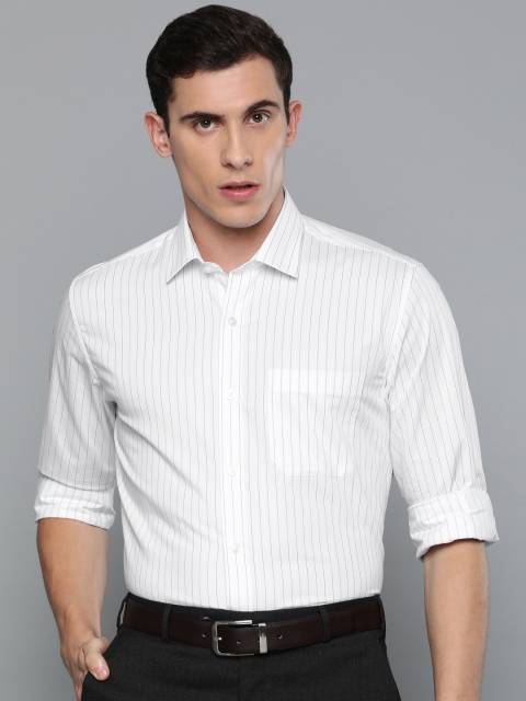 

Louis Philippe Men White & Black Slim Fit Striped Formal Shirt