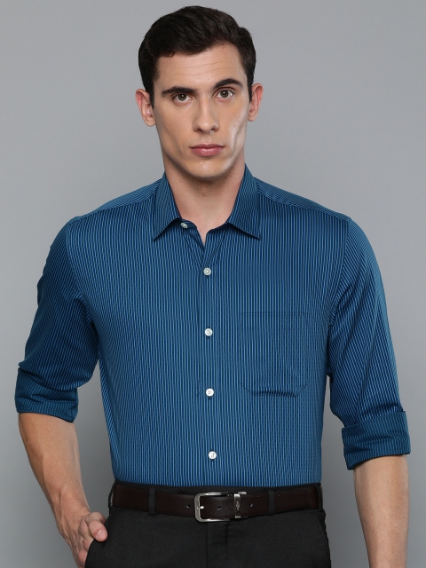 

Louis Philippe Men Navy Blue Slim Fit Striped Formal Shirt
