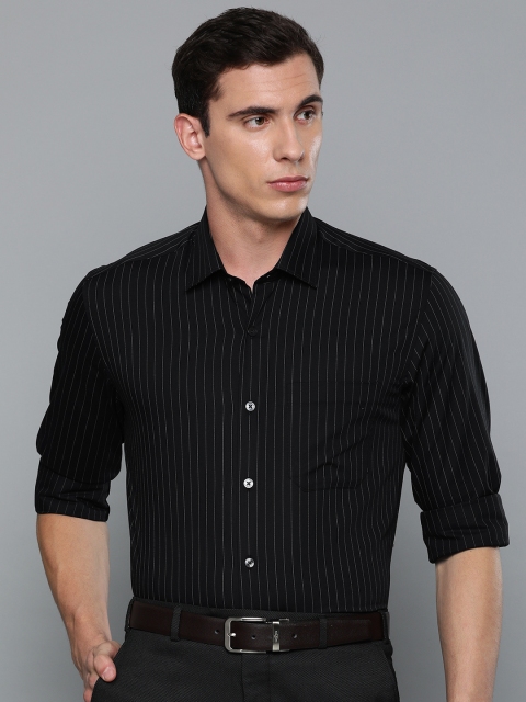 

Louis Philippe Men Black & White Slim Fit Striped Formal Shirt