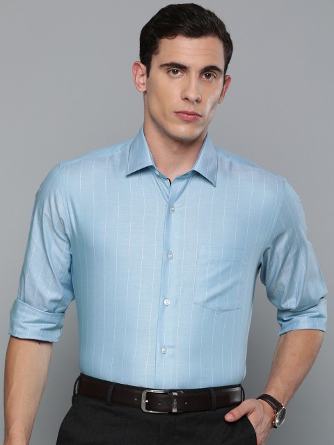 

Louis Philippe Men Blue & White Slim Fit Striped Formal Shirt