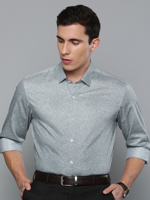 

Louis Philippe Men Grey & White Slim Fit Printed Formal Shirt
