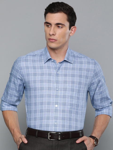 

Louis Philippe Men Blue & White Slim Fit Checked Formal Shirt