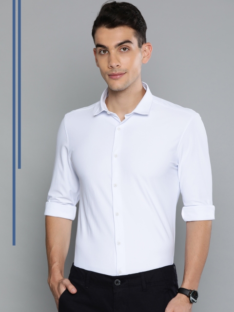 

Louis Philippe Ath.Work Men Blue Super Slim Fit Solid Smart Casual Knitted Shirt